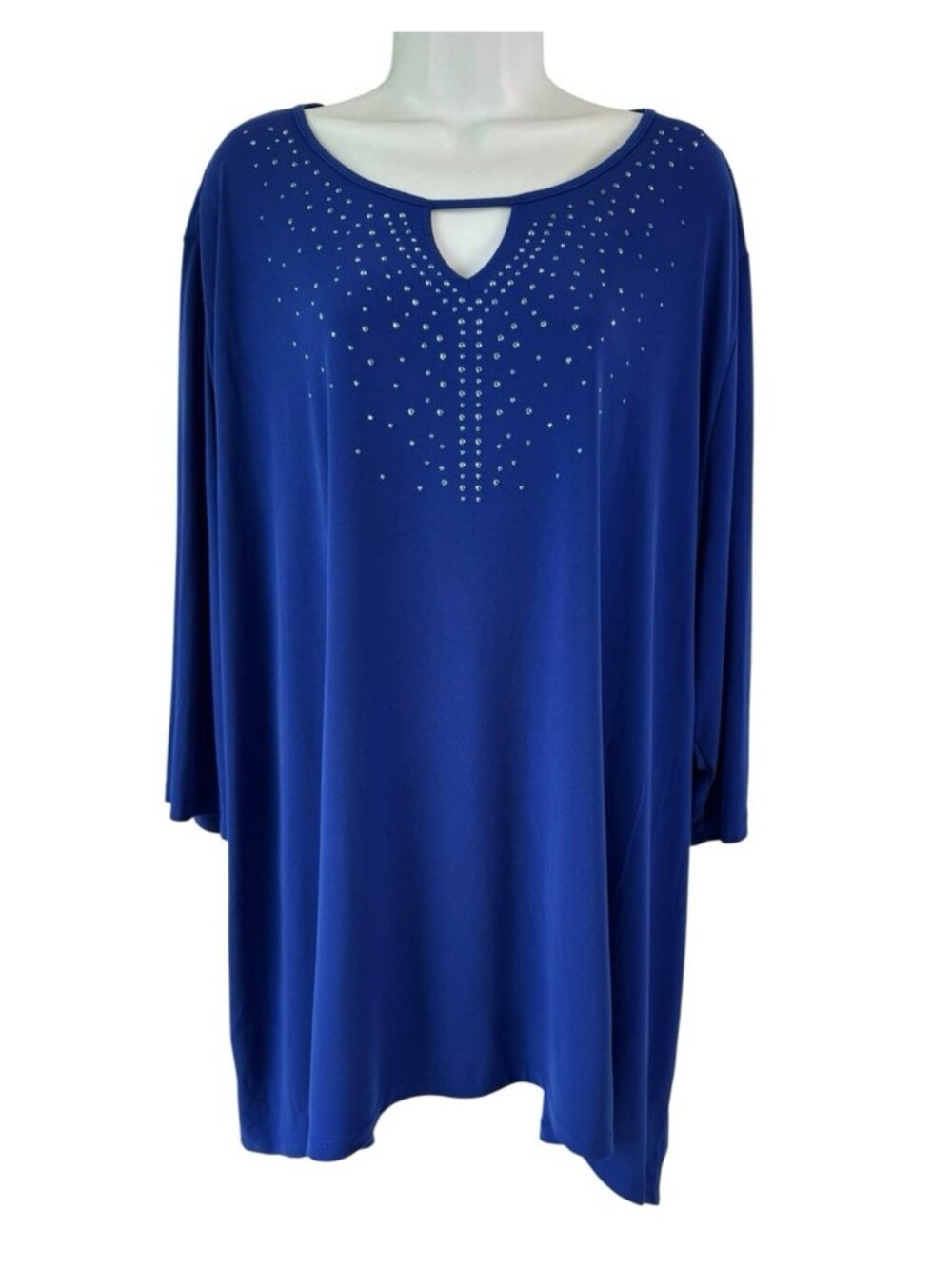 2/$30 Catherines Blue Cut-Out Embellished Knit Top Plus Size 3X